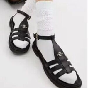 Coach Franny Gladiator Leather Sandals Black Sz 7.5 NEW